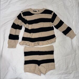 Striped Sweater and Shorts Set